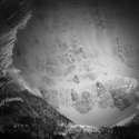 Fresh snow on steep mountain face